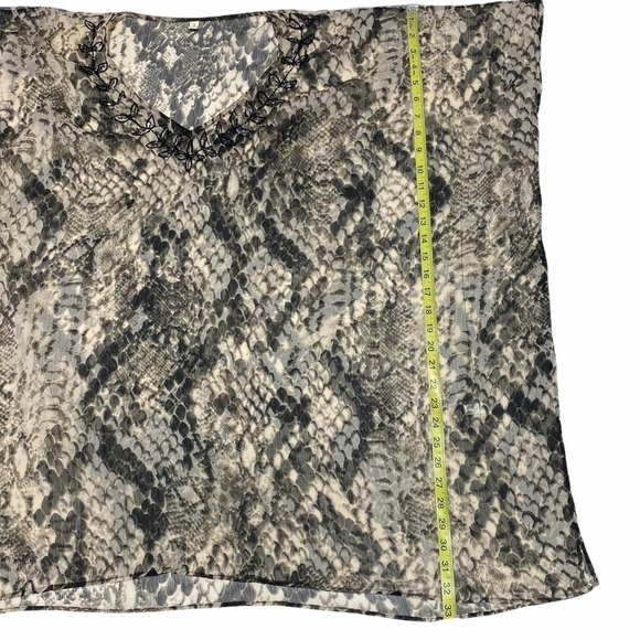 SNAKESKIN Print Embroidered Boxy Poncho Blouse - Picture 6 of 11